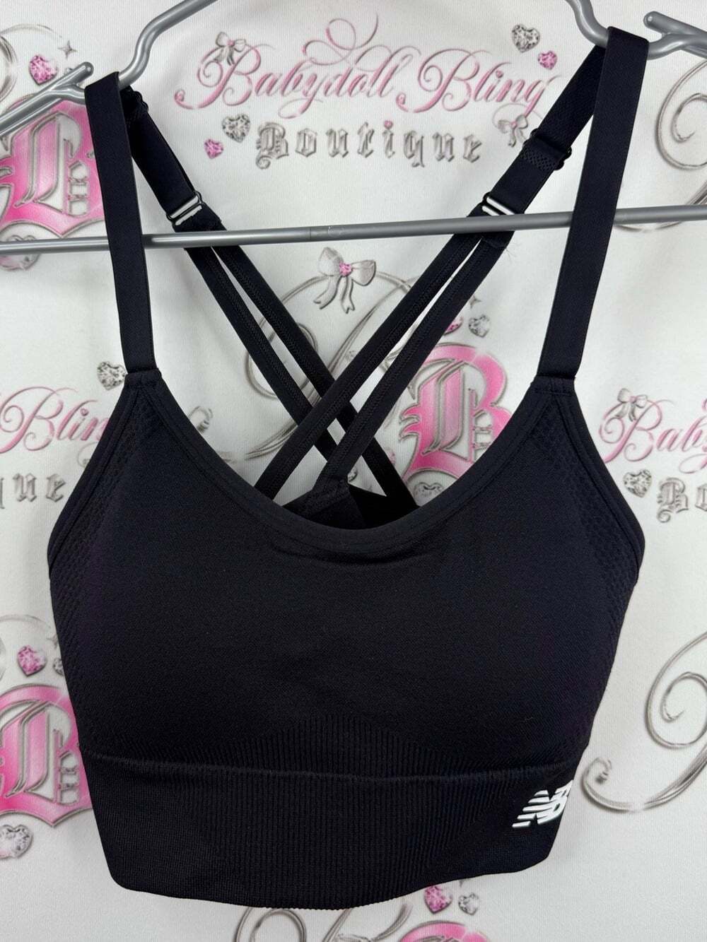 New Balance Black Crisscross Strappy Sports Bra
